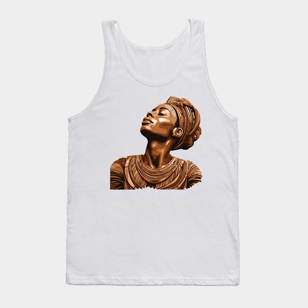 Wooden Carving of a Braided African Woman Tank Top by Graceful Designs